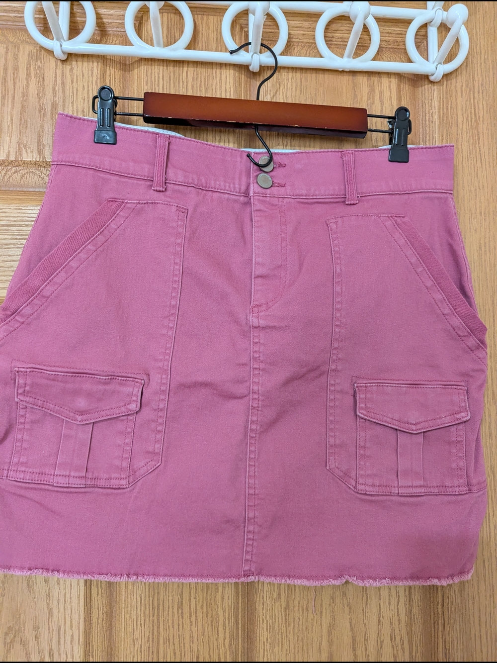 Democracy Rose Pink High-Rise Cargo Skirt